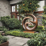 Spiral Harmony Solid Wood Garden Sculpture for Outdoor Landscape Decor