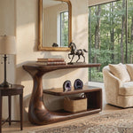 Console Table with Organic Curved Frame and Open Display Shelf