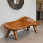 Handcrafted Organic Solid Wood Outdoor Bench with Sculptural Curved Seat