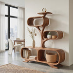 Organic Solid Wood Display Shelf with Tree-Inspired Open Compartments