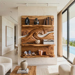 Ocean Wave Wood Wall Shelf with Three Display Tiers