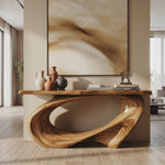 Console Table Solid Wood with Sweeping Oval Loop Base for Entryway Decor