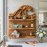 Ocean Wave Wood Wall Shelf with Three Storage Tiers