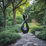 Handcrafted Solid Wood Garden Sculpture with Twisting Open Form