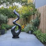 Outdoor Solid Wood Spiral Flame Sculpture for Courtyards, Patios, and Modern Gardens