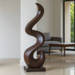 Solid Wood Fluid Curve Sculpture for Contemporary Living Room Spaces