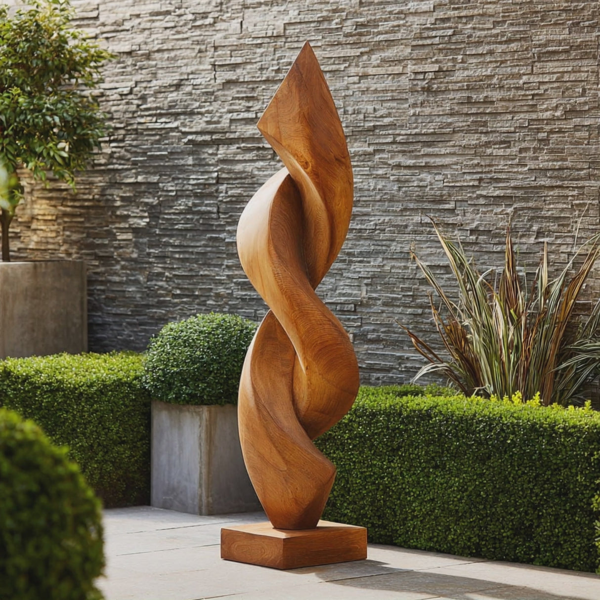 Contemporary Organic Solid Wood Sculpture for Garden or Interior Spaces