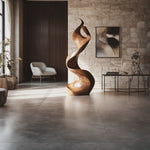 Flame-Inspired Solid Wood Sculpture for Contemporary Interiors