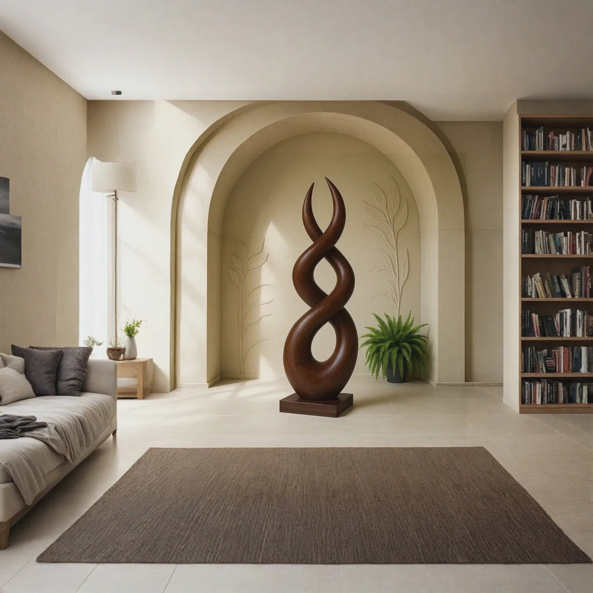 Handcrafted Solid Wood Infinity Twist Sculpture for Entryway and Living Room Decor