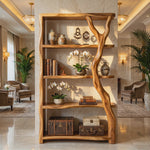 Organic Solid Wood Bookshelf with Branch Inspired Side Support