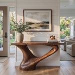 Console Table Solid Wood with Sweeping Loop Base for Entryway Decor