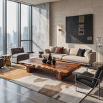 Coffee Table Solid Wood with Thick Live Edge Slab Top for Living Room