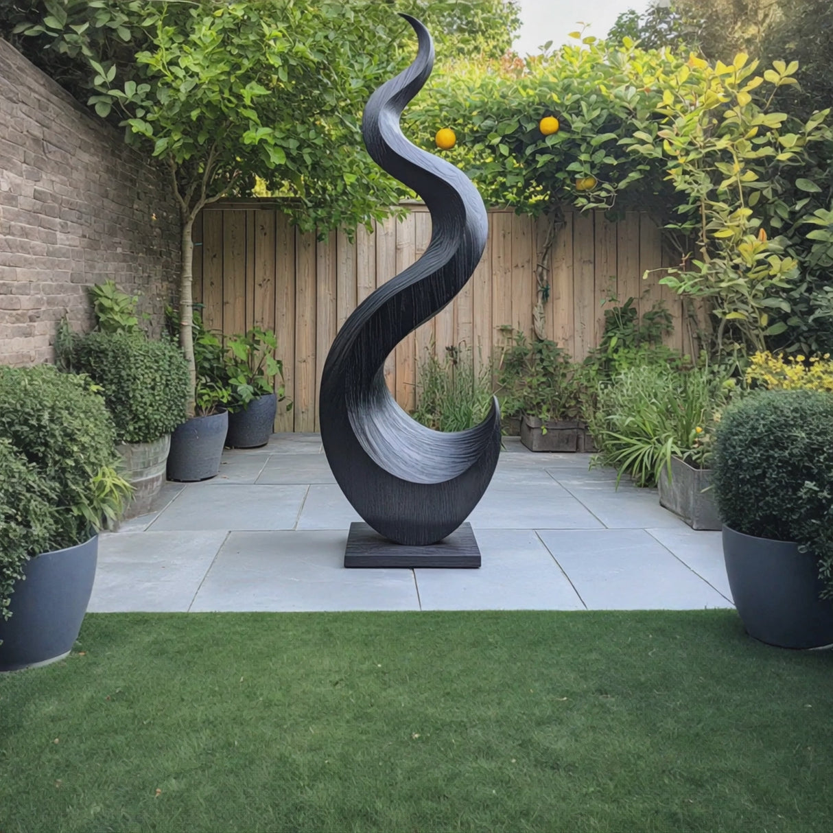 Outdoor Flame Form Solid Wood Sculpture