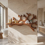 Handcrafted Solid Wood Coral Reef Wall Shelf with Display Ledge