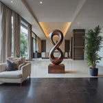 Handcrafted Solid Wood Infinity Loop Sculpture for Modern Entryway Decor