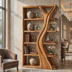 Handcrafted Solid Wood Tree Inspired Bookshelf for Organic Modern Interiors
