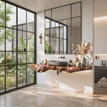 Solid Wood Floating Bathroom Vanity Shelf with Organic Carved Edge