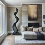 Modern Abstract Solid Wood Sculpture for Living Room Display
