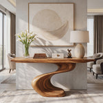 Console Table Solid Wood with Twisted S Curve Base for Entryway Decor