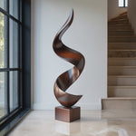 Modern Spiral Solid Wood Sculpture for Living Room Display