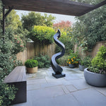 Outdoor Twisting Ribbon Solid Wood Sculpture for Garden Decor