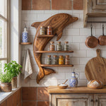 Solid Wood Dolphin Wall Spice Shelf with Three Tier Kitchen Storage