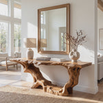 Console Table Solid Wood with Sculptural Organic Arch Base