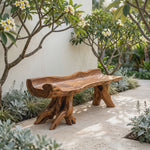 Solid Wood Garden Bench with Scroll Wave Seat for Outdoor Seating