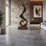 Modern Spiral Solid Wood Sculpture for Living Room Contemporary Abstract Design