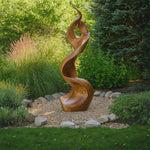 Outdoor Solid Wood Spiral Flame Sculpture for Gardens and Modern Landscapes