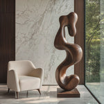 Handcrafted Solid Wood Serpentine Abstract Floor Sculpture