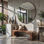 Organic Wood Bench with Sculptural Open Arch Base for Modern Interiors
