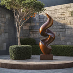 Contemporary Curved Solid Wood Sculpture for Garden Landscape Art