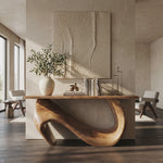 Console Table Solid Wood with Asymmetric Loop Base for Entryway Decor