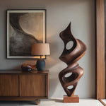 Modern Solid Wood Abstract Sculpture for Living Room Art Display