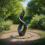 Outdoor Solid Wood Textured Flame Sculpture for Gardens and Modern Landscapes