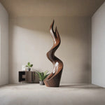 Modern Flame Solid Wood Sculpture for Living Room Contemporary Abstract Art Piece