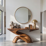 Console Table with Sculptural S Curve Base for Entryway Decor