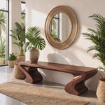 Bench Solid Wood with Twin Sculptural Curve Legs