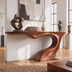 Console Table Solid Wood with Sculptural Arch Base