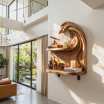 Cresting Wave Wood Wall Shelf with Two Display Tiers