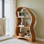 Organic Solid Wood Bookshelf with Sculptural Curved Frame