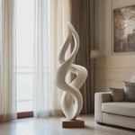Handcrafted Abstract Twisted Solid Wood Sculpture for Modern Interior Decor