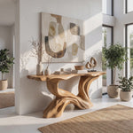 Console Table Solid Wood with Flowing Branch Sculptural Base