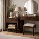 Handmade Solid Wood Nightstand with Rounded Frame Drawer and Open Shelf Storage