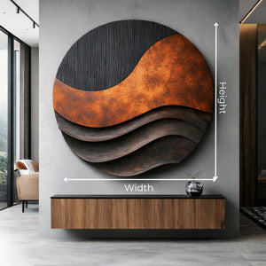 Round Layered Wall Sculpture with Wave Form Relief