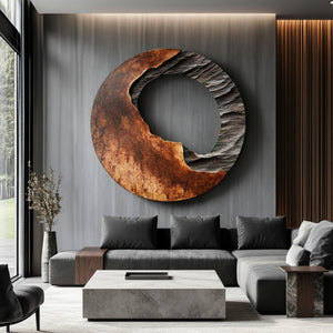 Solid Wood Wall Sculpture with Raw Edge Open Center Design