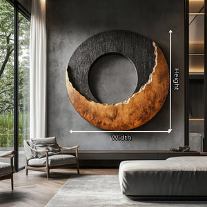 Round Solid Wood Wall Art with Split Tone Open Center Design