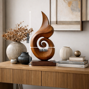 Handmade Spiral Wood Sculpture Modern Abstract Tabletop Decor