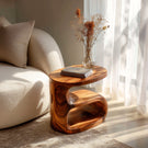 Solid Wood Sculptural Side Table for Sofa and Reading Corner